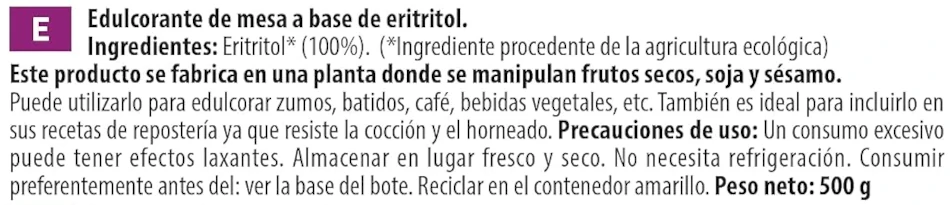 eritritol bio ingredientes